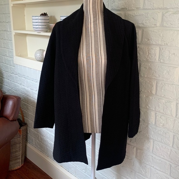 EILEEN Fisher Basket Weave Texture Open Front Style Jacket - Picture 5 of 9